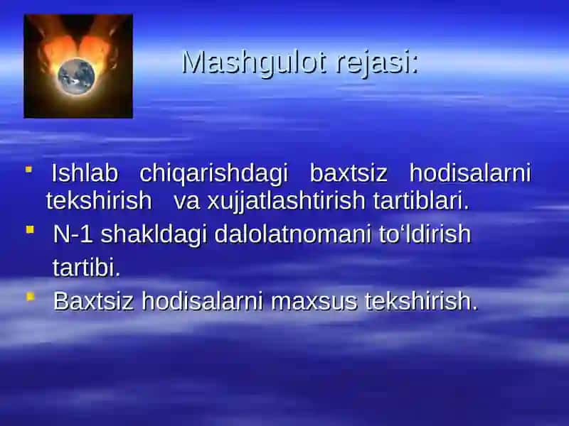 Ishlab chiqarishdagi baxtsiz hodisalarni tekshirish va hisobga olish 3