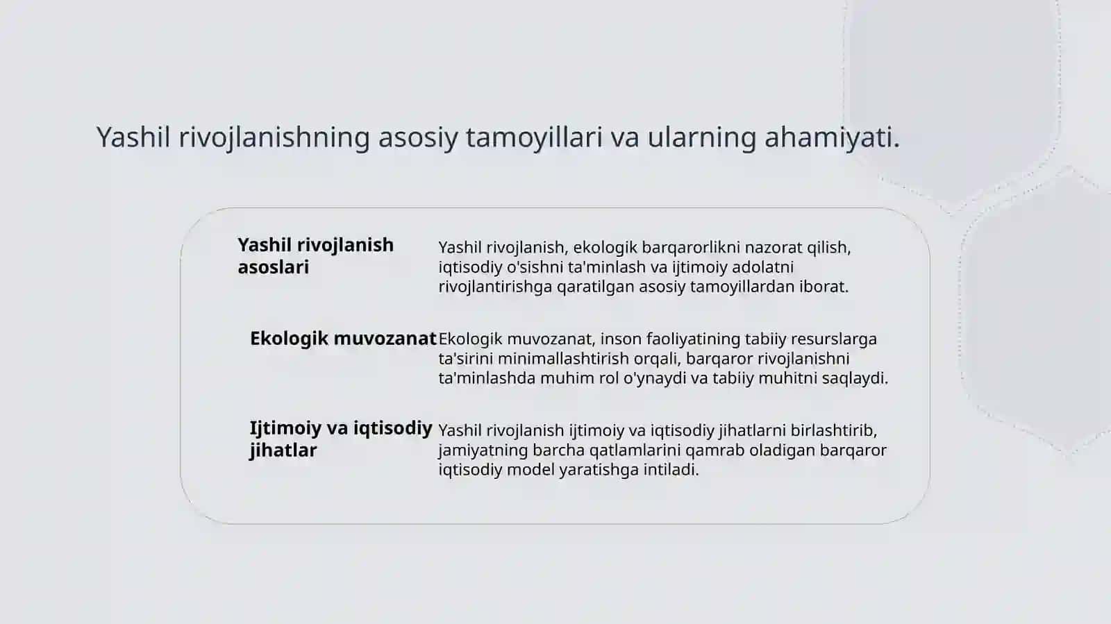 Yashil rivojlanishni boshqarishning asosiy tamoyillari 3