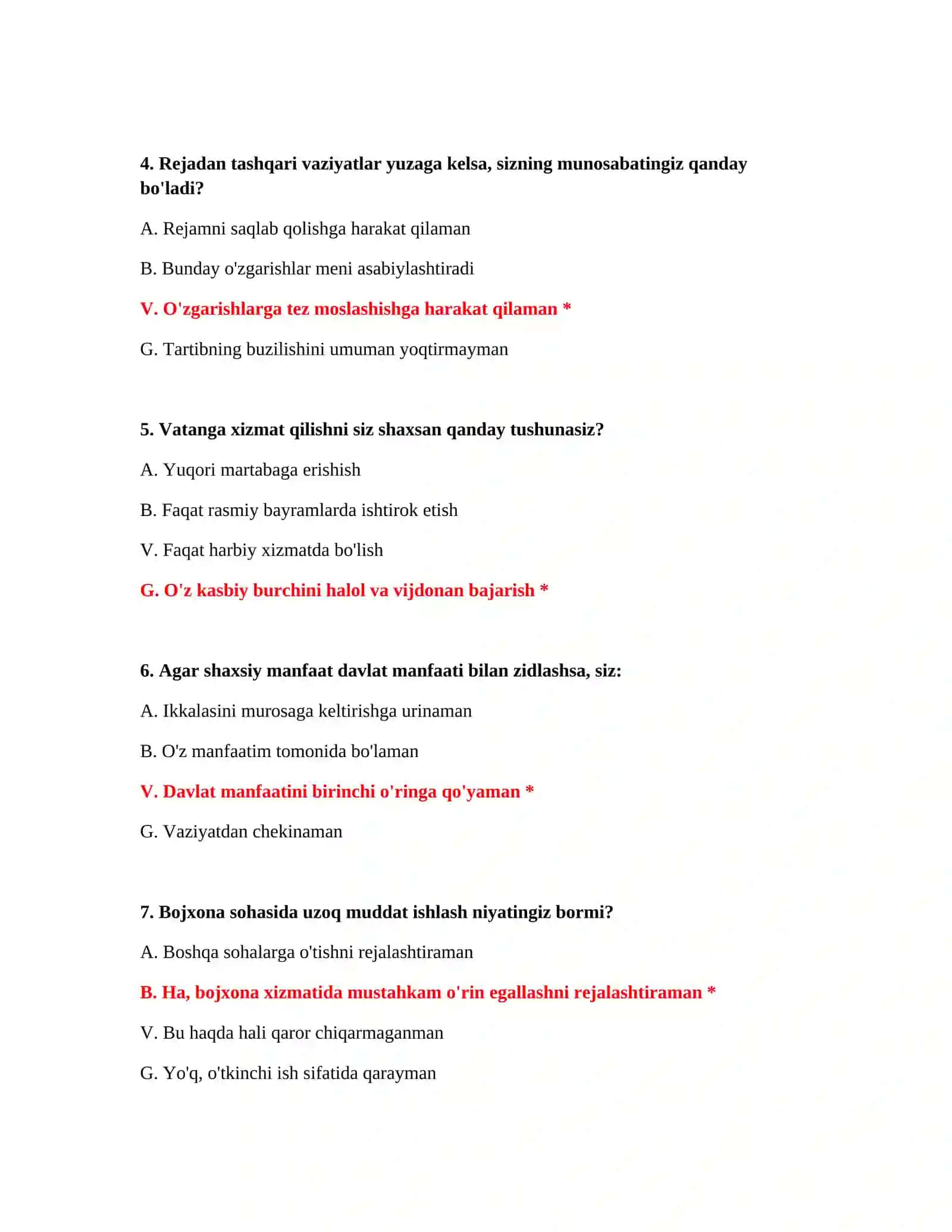 Bojxona xavfsizligi test savollari 3