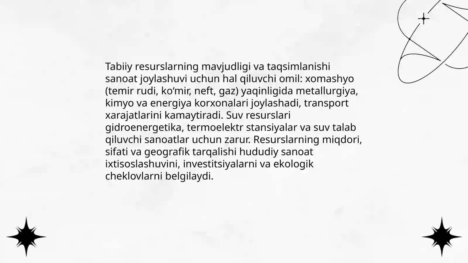 Sanoatni hududiy joylashtirish omillari 3