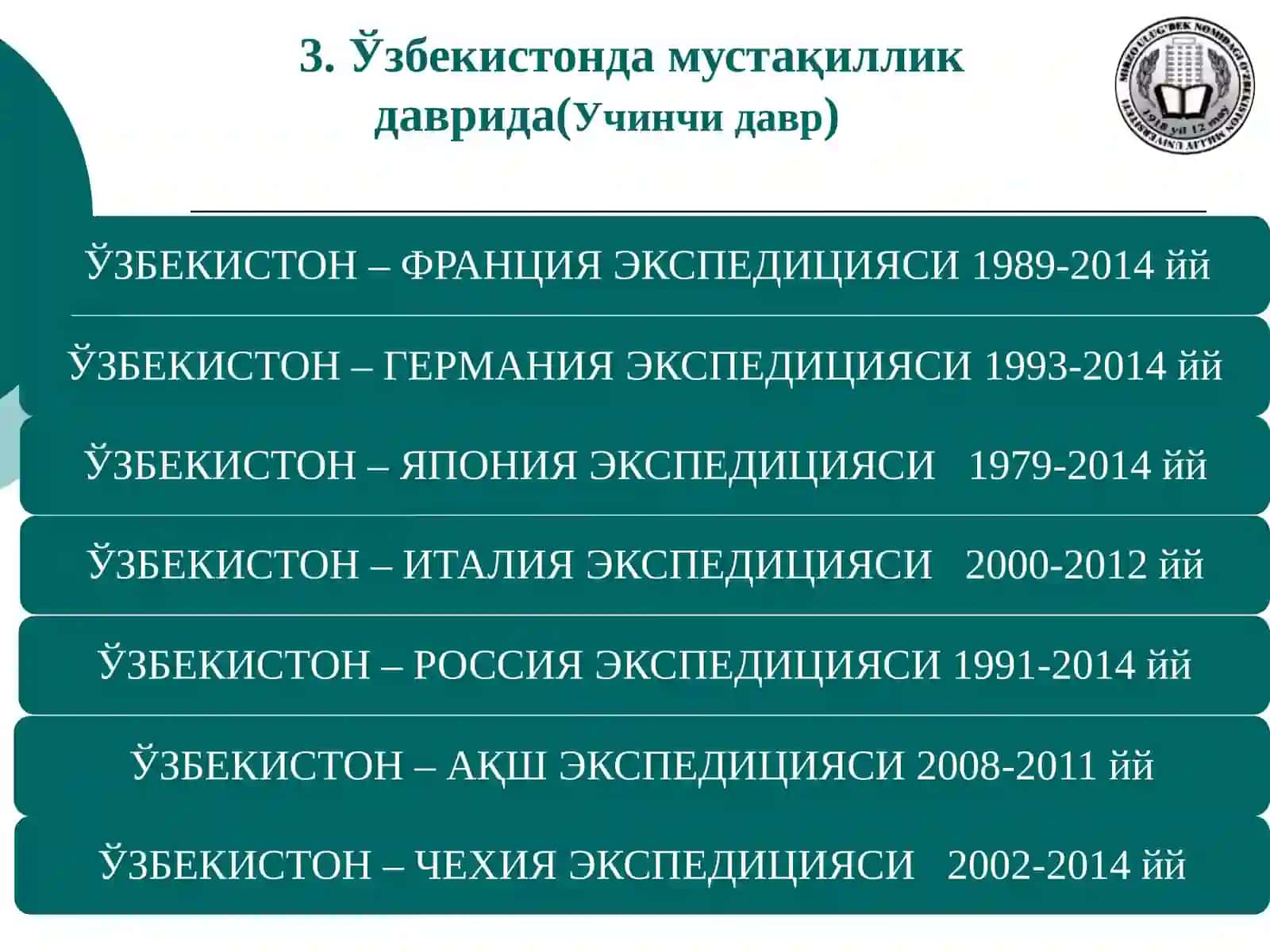 O’zbekistonda Arxeologiyafanining shakllanishi va taraqqiyoti boshqichlari 3