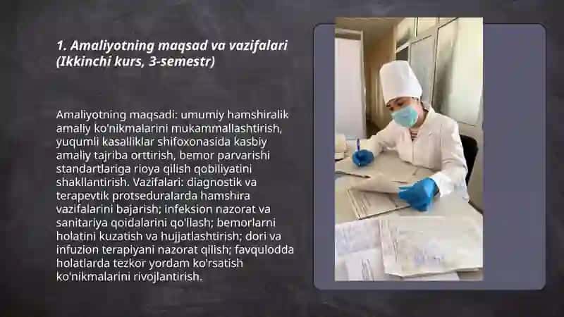 Ikkinchi kurs 3 semestr ishlab chiqarish amaliyoti 3