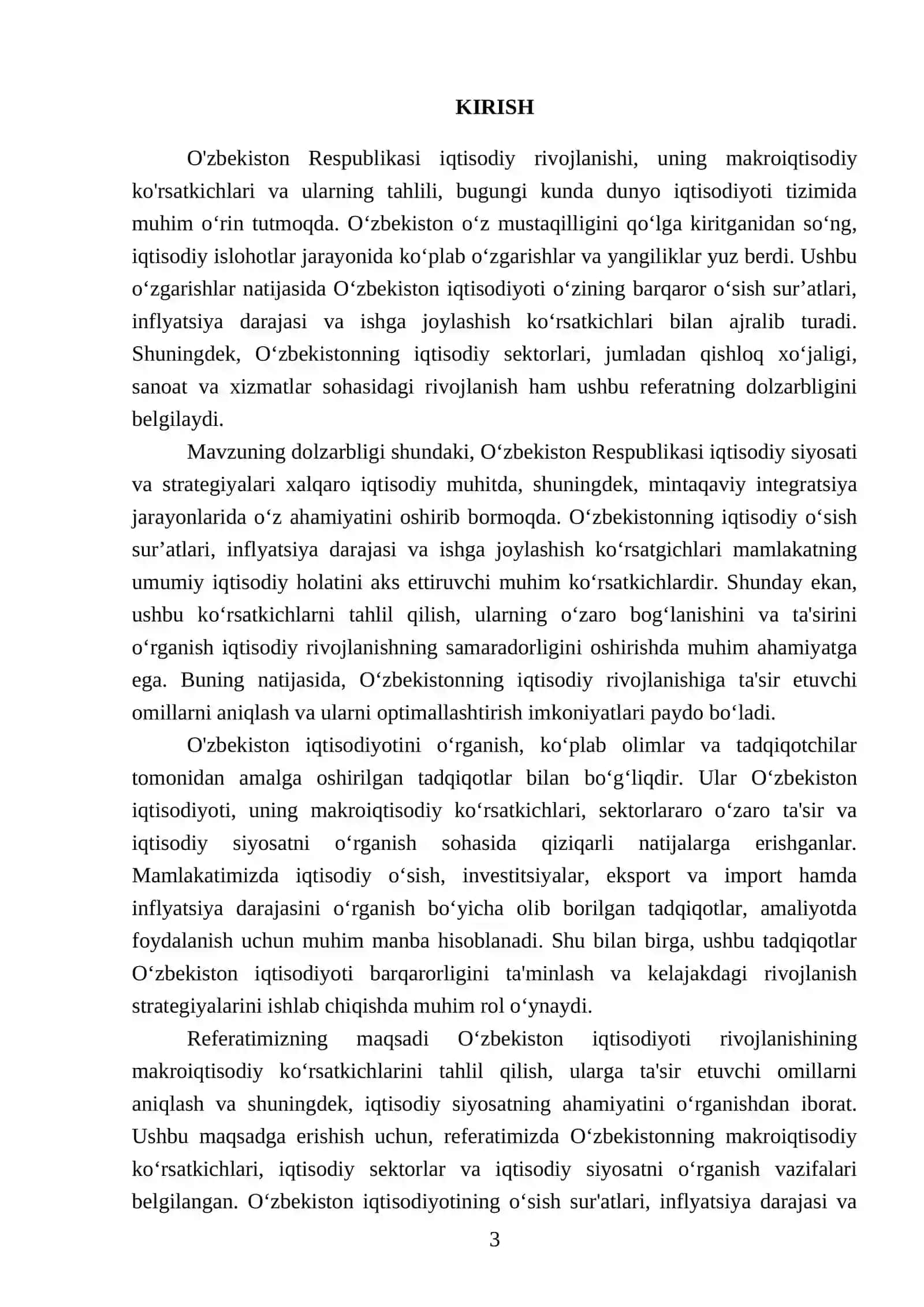 O'zbekiston Respublikasi rivojlanishining makroiqtisodiyko'rsatkichlari tahlili 3