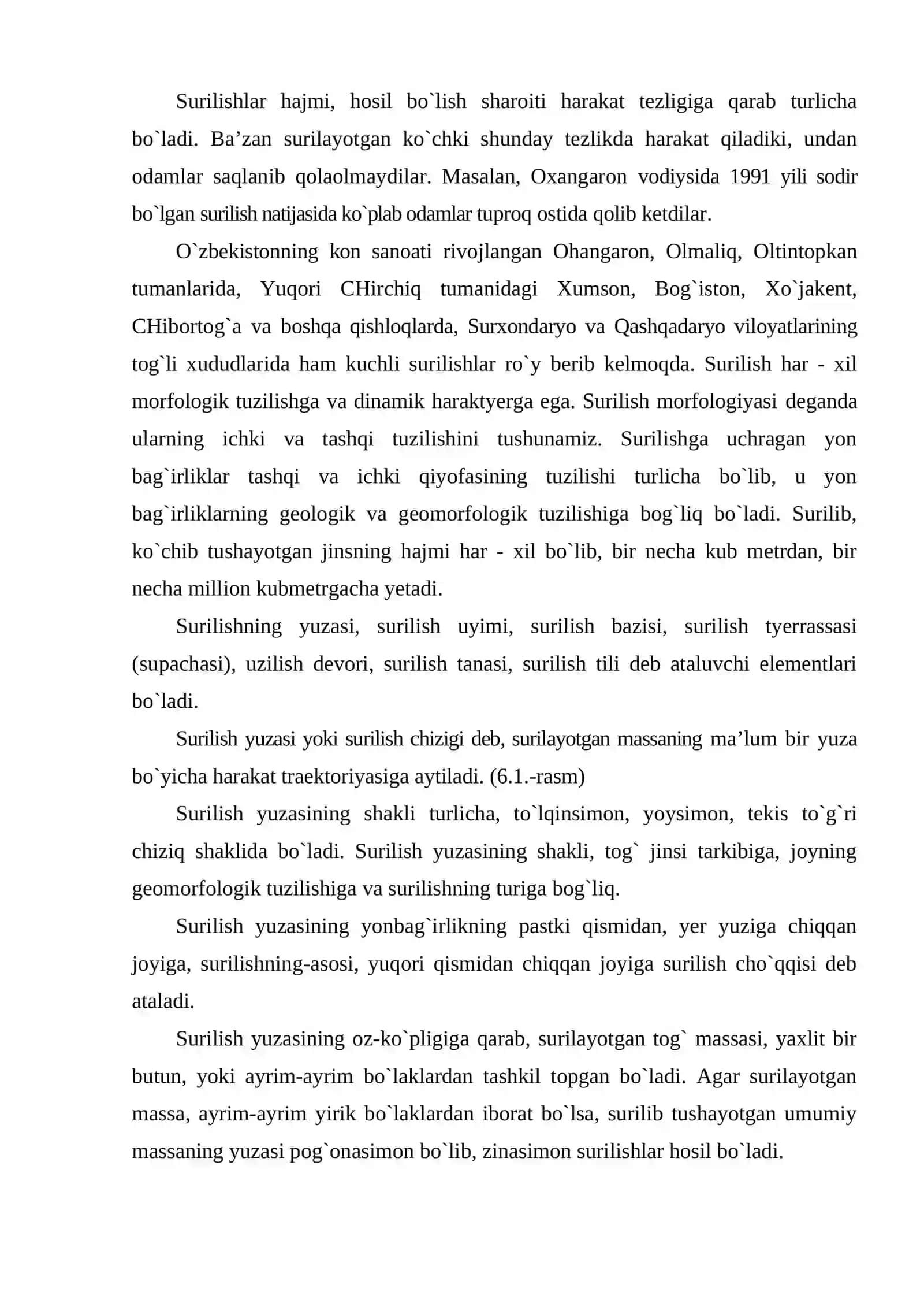 Yerning sirtqi kuchiga bog`liq bo`lgan geologik hodisalar 3