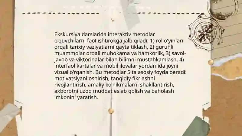 Ekskursiya darslarida turli metodlardan foydalanish 3
