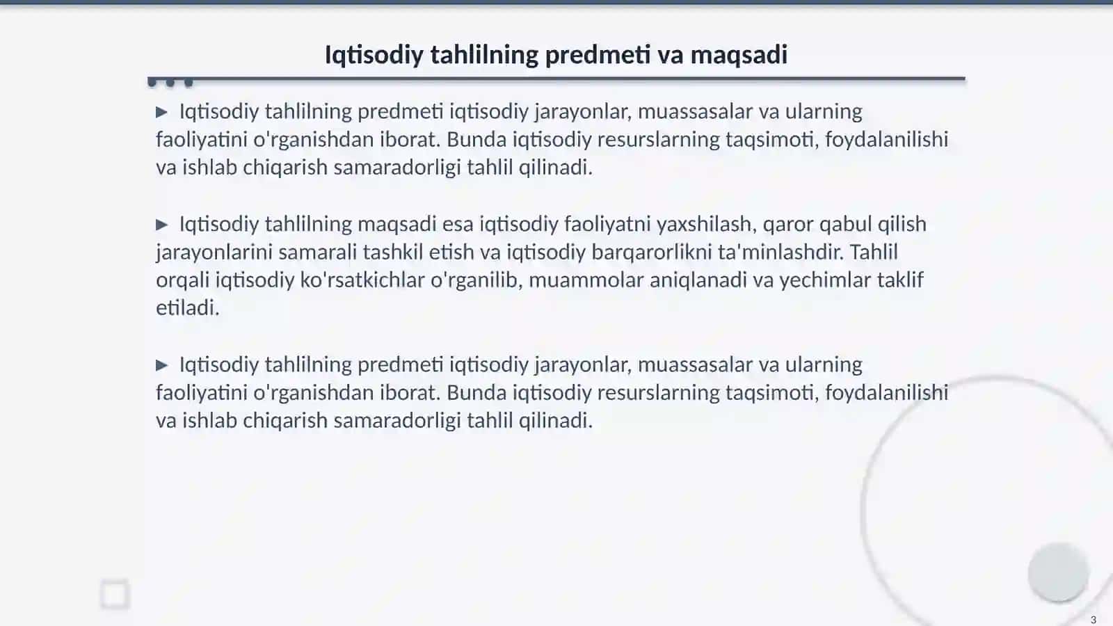 Iqtisodiy tahlilning predmeti va maqsadi 3