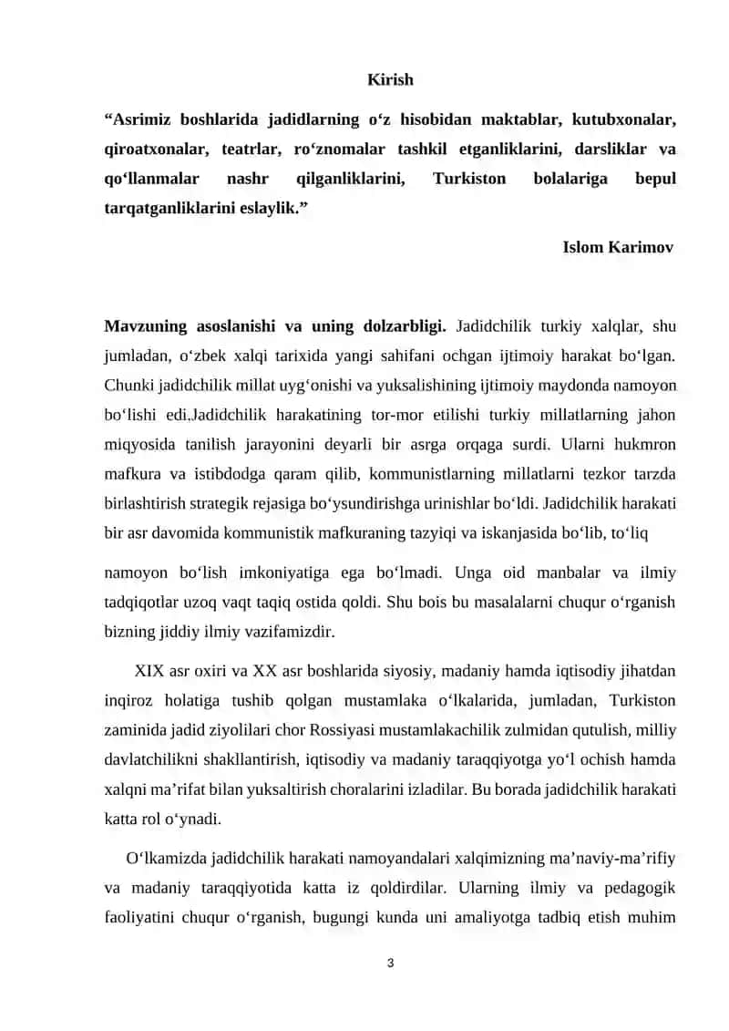Turkiston o‘lkasida jadidchilik harakati namoyondalari faoliyati (Munavvarqori Abdurashidxonov hayot faoliyati misolida ) 3