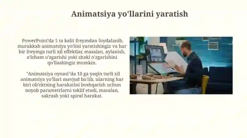 MS PowerPoint dasturida o'tishlar va animatsiyalar bilan ishlash 3