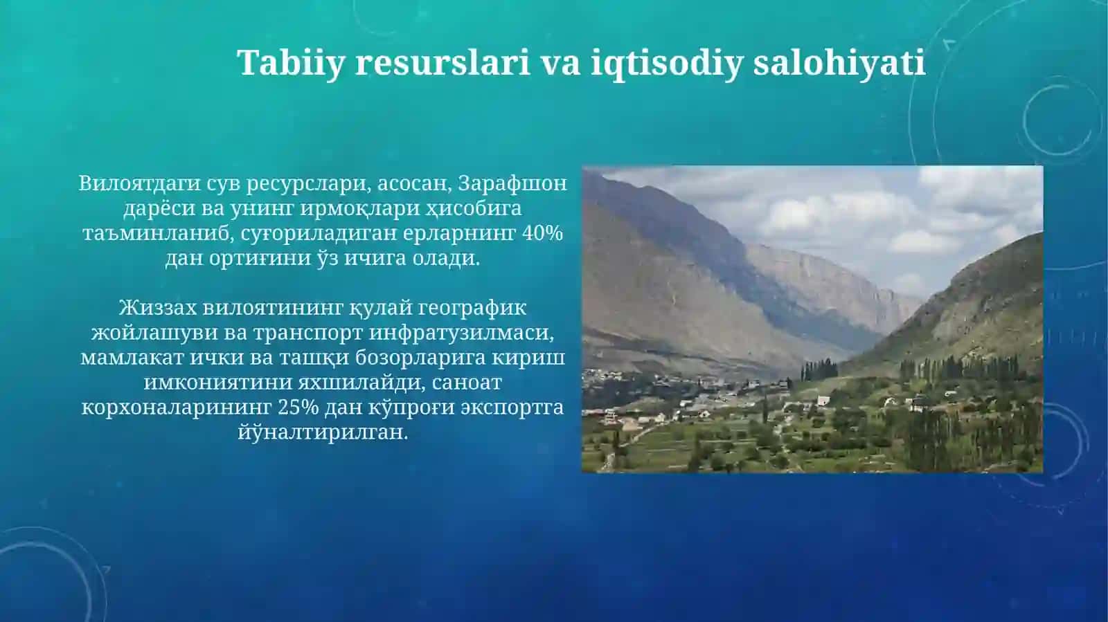 Jizzax viloyatiga umumiy iqtisodiy geografik tavsif 3