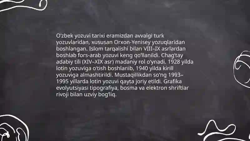 Oʻzbek yozuvining tarixi va grafika evolyutsiyasi 3