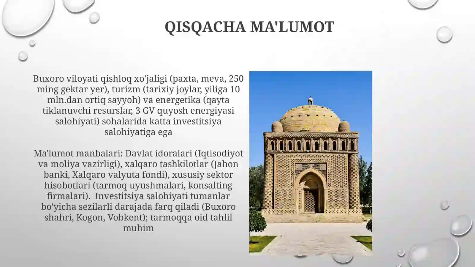 Buxoroviloyatiinvestitsiyasalohiyati,uningbaholashusulivakoʻrsatgichlari 3