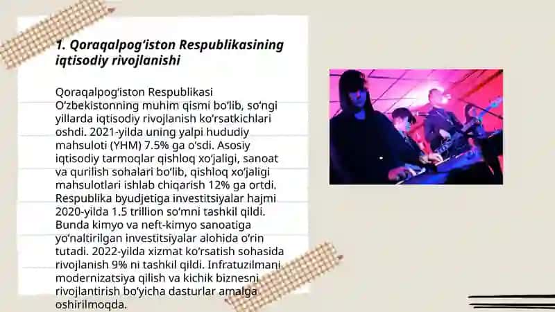 Qoraqalpogʻiston Respublikasi Oʻzbekistonning muhim qismi boʻlib, soʻngi yillarda iqtisodiy rivojlanish koʻrsatkichlari oshdi 3