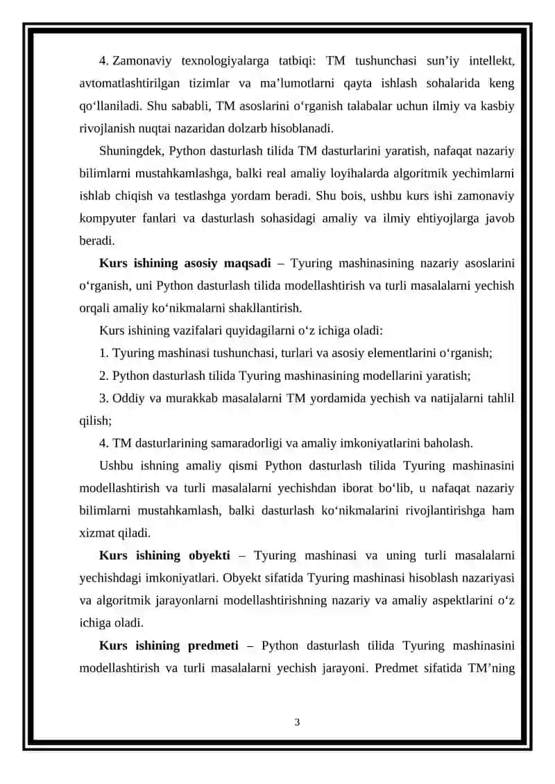 Tyuring mashinasi masalalari uchun dasturlar tuzish 3