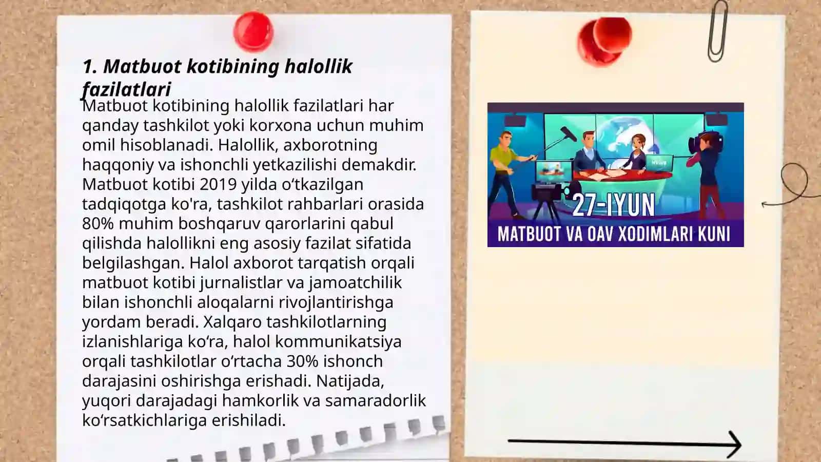 Matbuot kotibi axloqiy fazilatlarga javob berishi 3