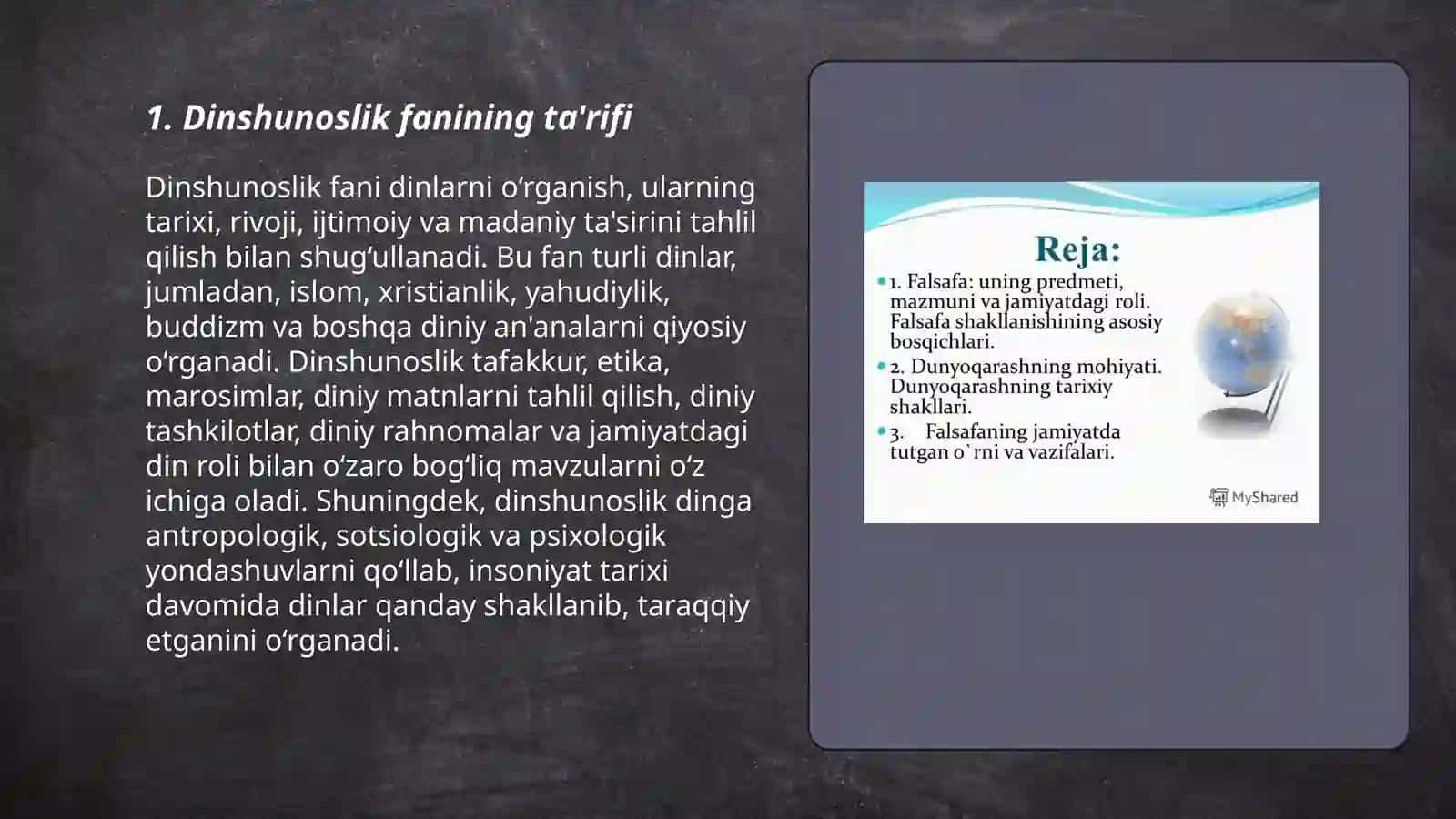 Dinshunoslik fanining predmeti,vazifalari va xususiyatlari 3