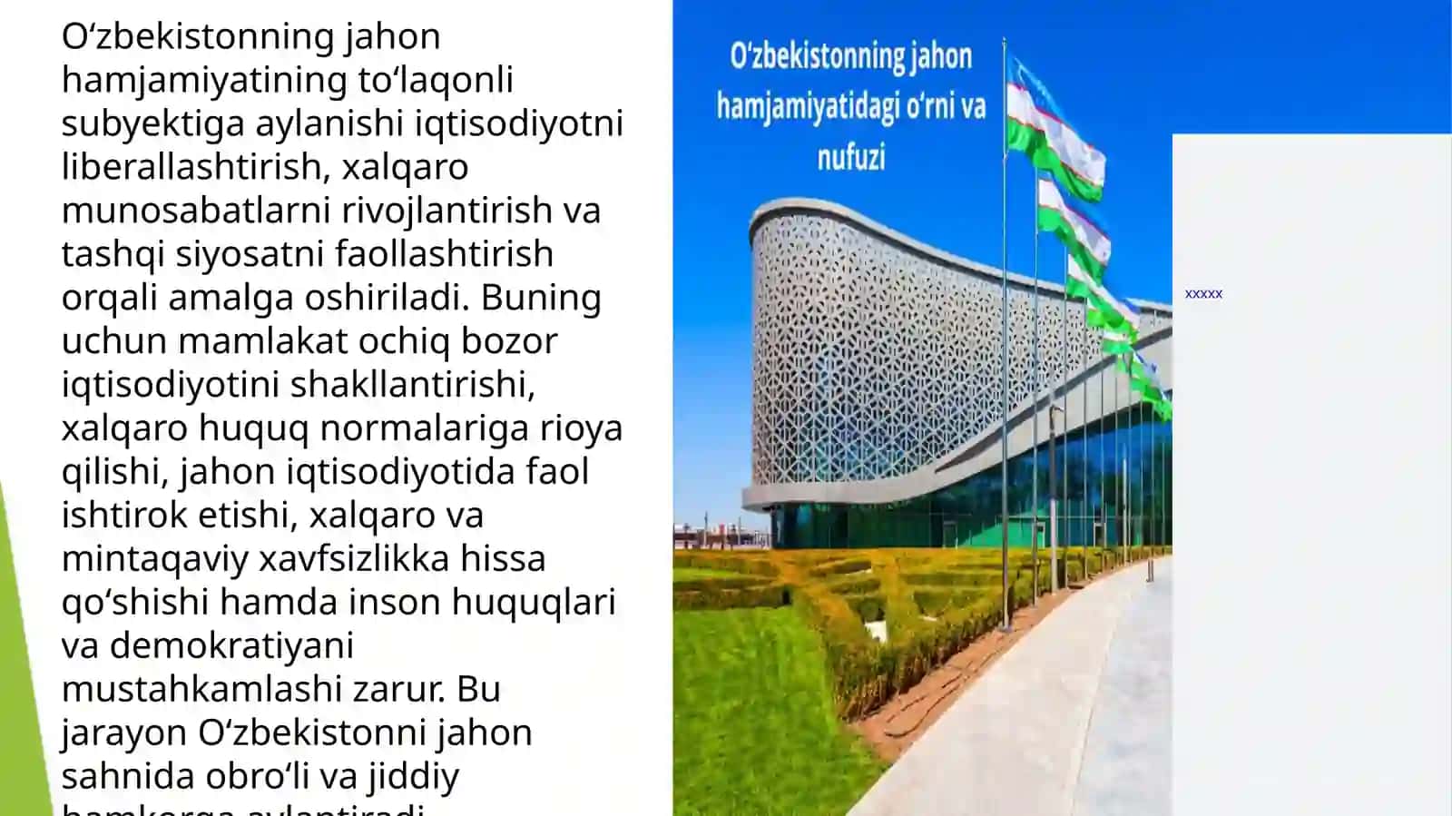 Xusanova Ro’zigulning o’zbekiston eng yangi tarixi fanidan tayyorlangan taqdimoti 3