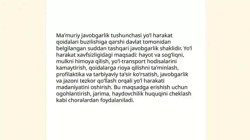 Harakat xavfsizligi sohasida ma'muriy javobgarlik 3