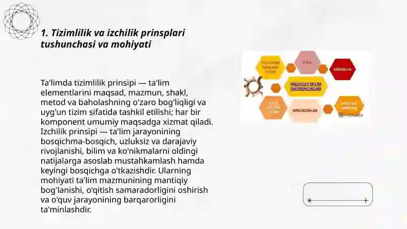 Ta'limning tizimlilik va izchilik prinsplari amalga oshirish qoidalari 3