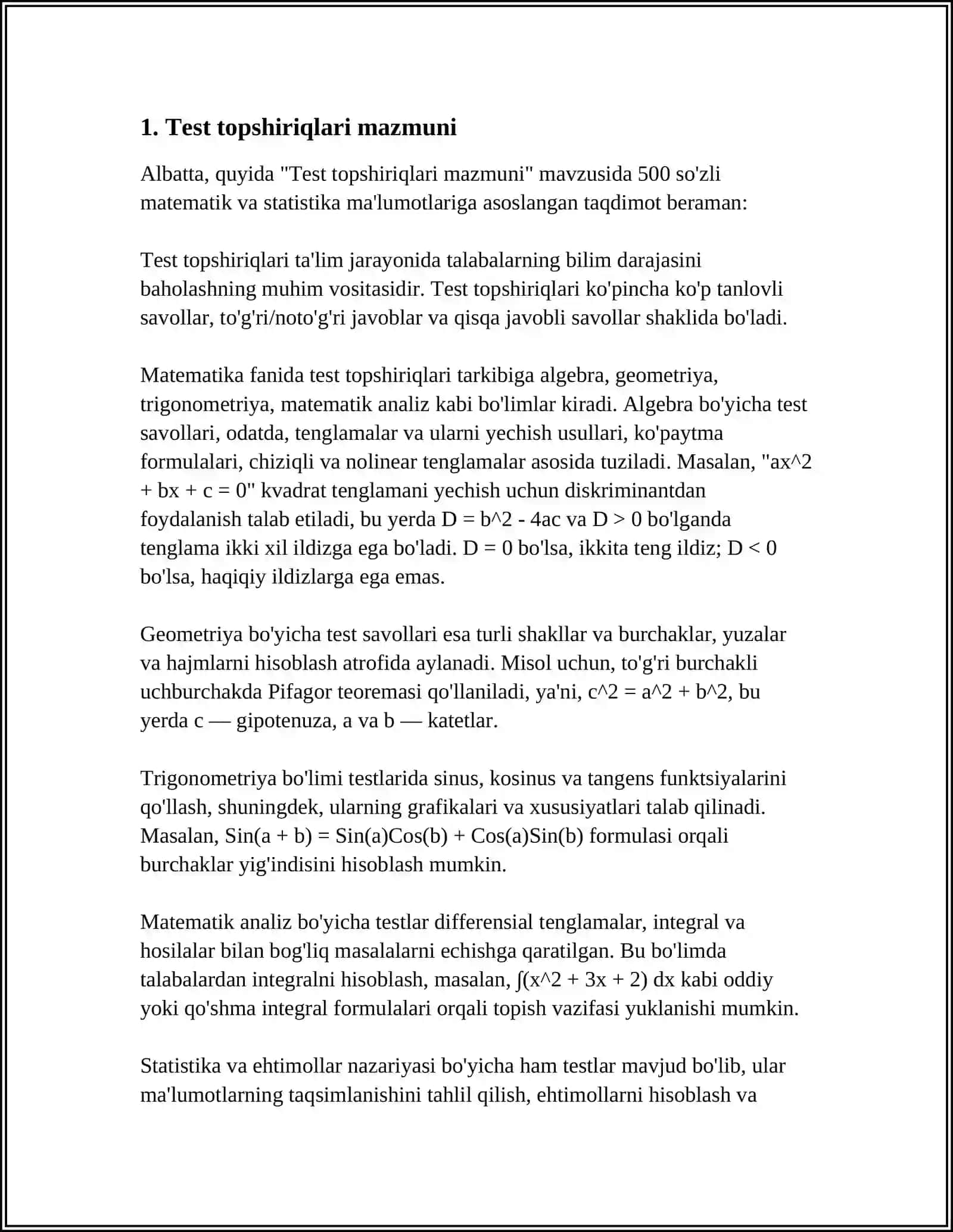 TEST TOPSHIRIQLARINING QIYINLIK DARAJASI MEZONI 3