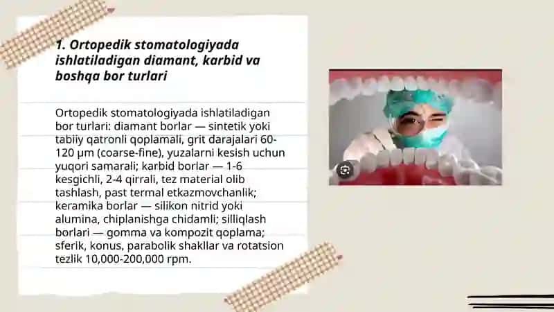 Ortopedik stomatologiyada charxlash uchun ishlatiladigan borlar 3