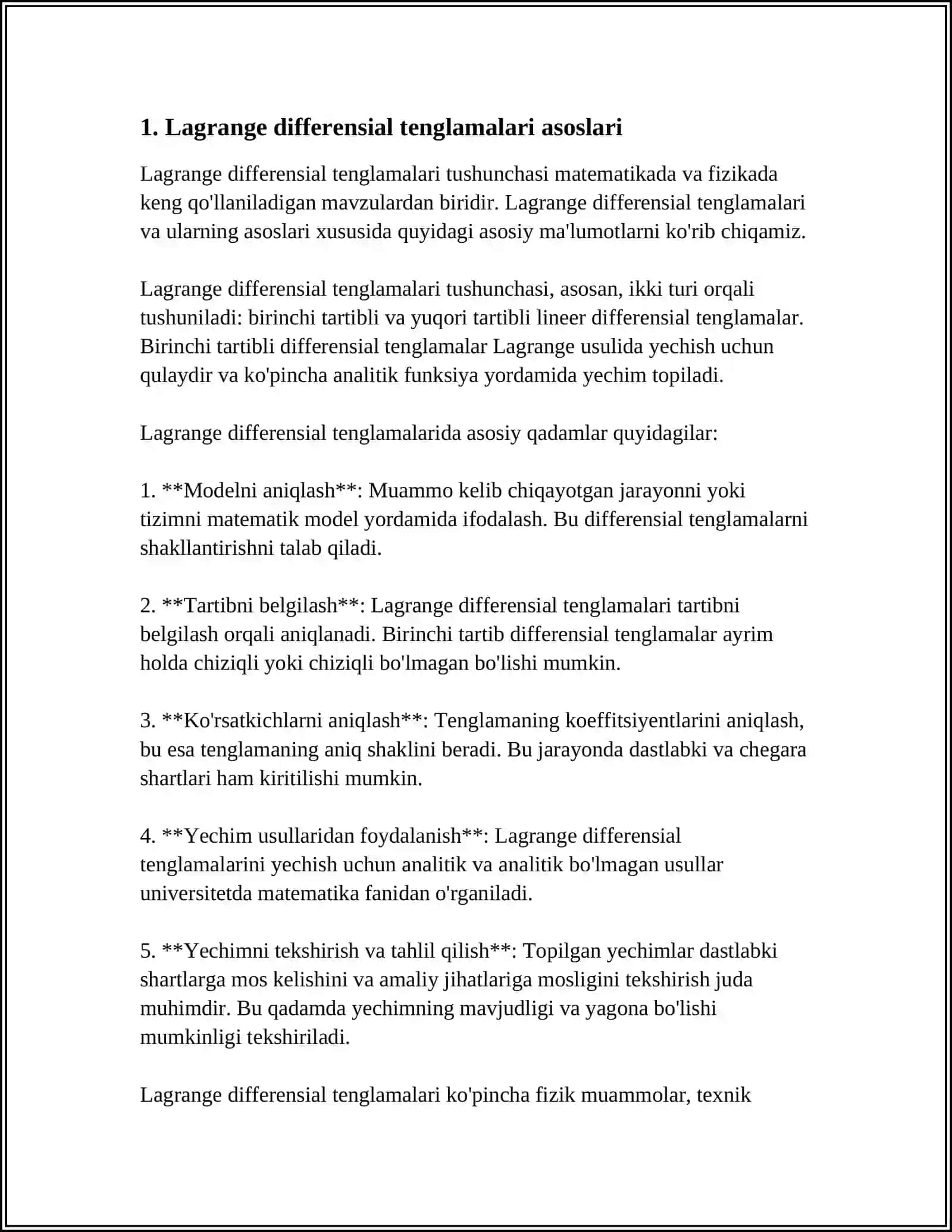 LAGRANJ DIFFERENSIAL TENGLAMASI 3