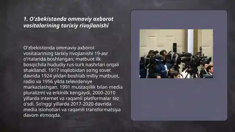 O'zbekistonda ommaviy axborot vositalarining tarixiy rivojlanishi 3