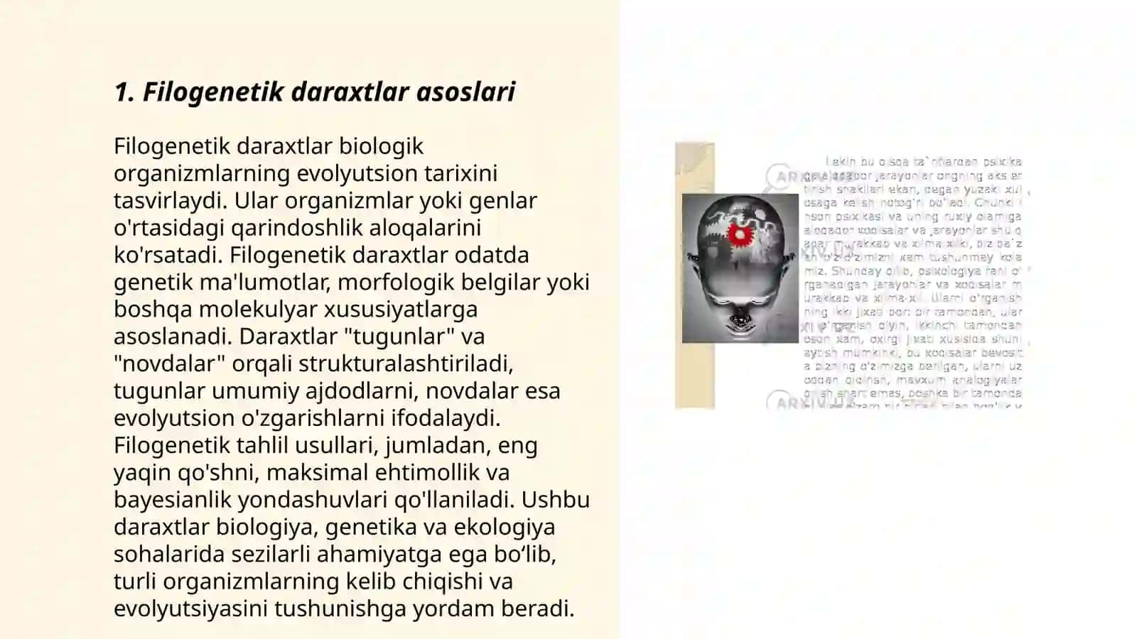 Filogenetik daraxtga oid masala va mashqlar tuzish va ularni yechish 3