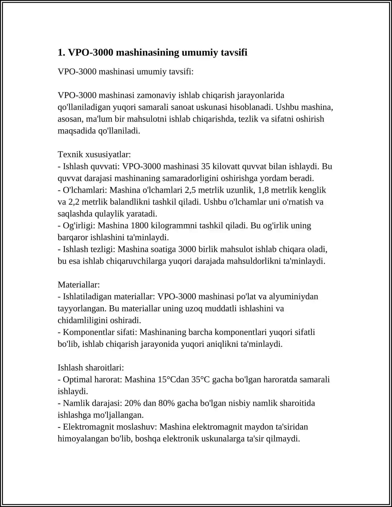 "VPO-3000" MASHINALARI HAQIDA TUSHUNCHA 3