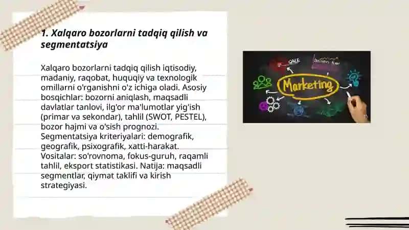 Xalqaro marketing va eksport strategiyalari 3