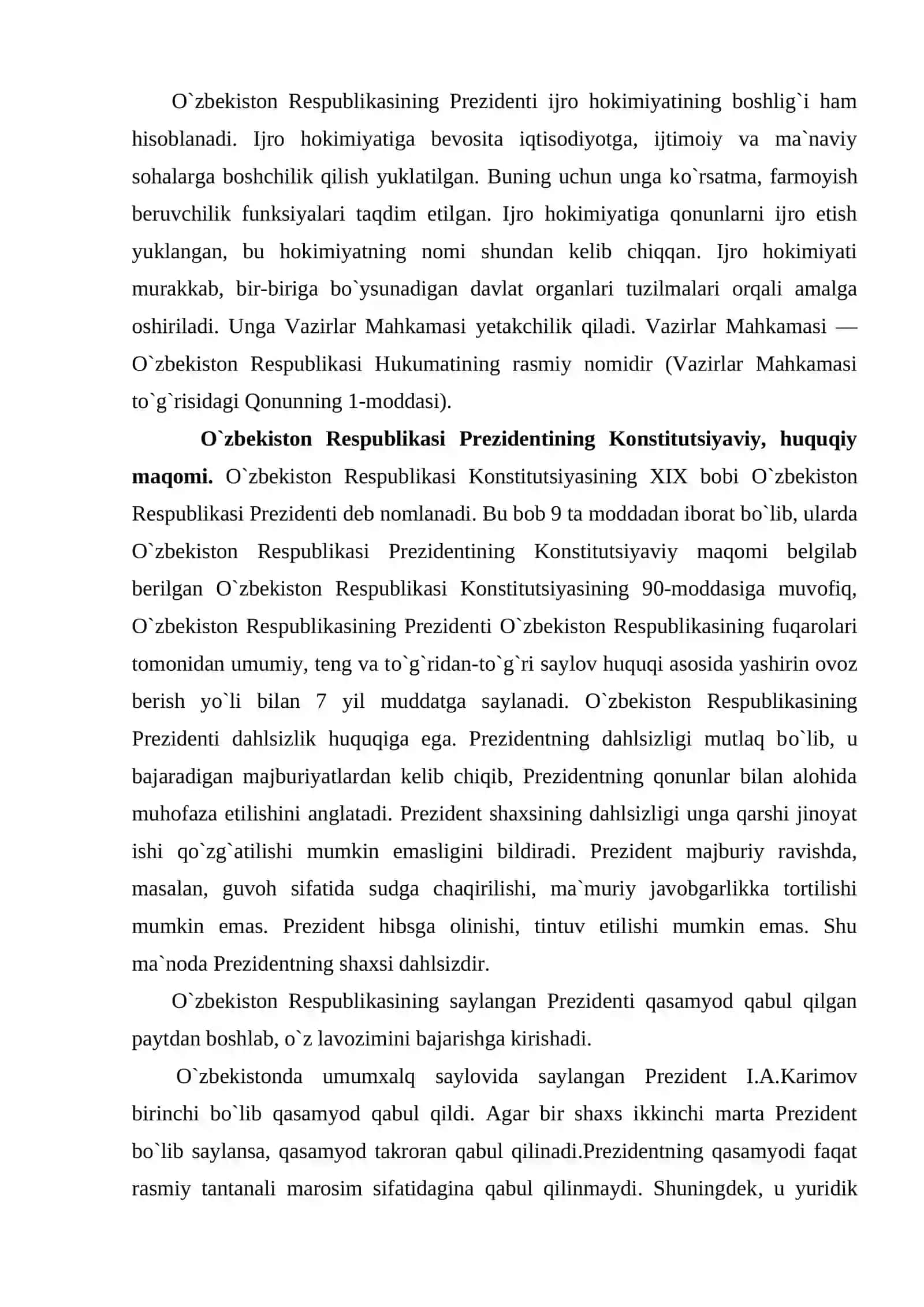 O'ZBEKISTON RESPUBLIKASI HUKUMATINI TASHKIL ETISH TARTIBI UNING TARKIBI VA FAOLIYATINI AMALGA OSHIRISH YO’NALISHLARI 3
