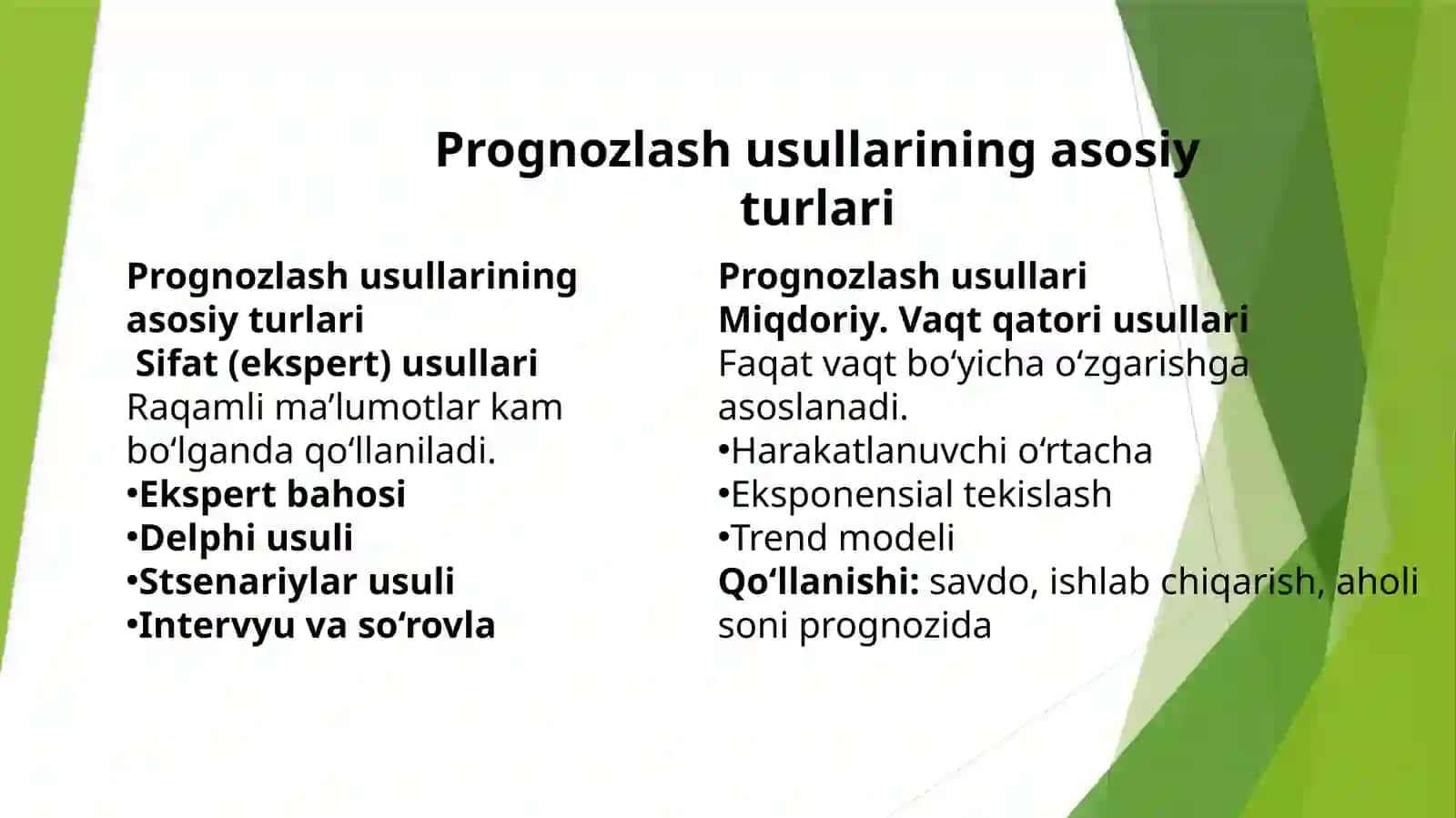 Prognozlash usullari va Ma’lumotlar konchiligiga kirish 3