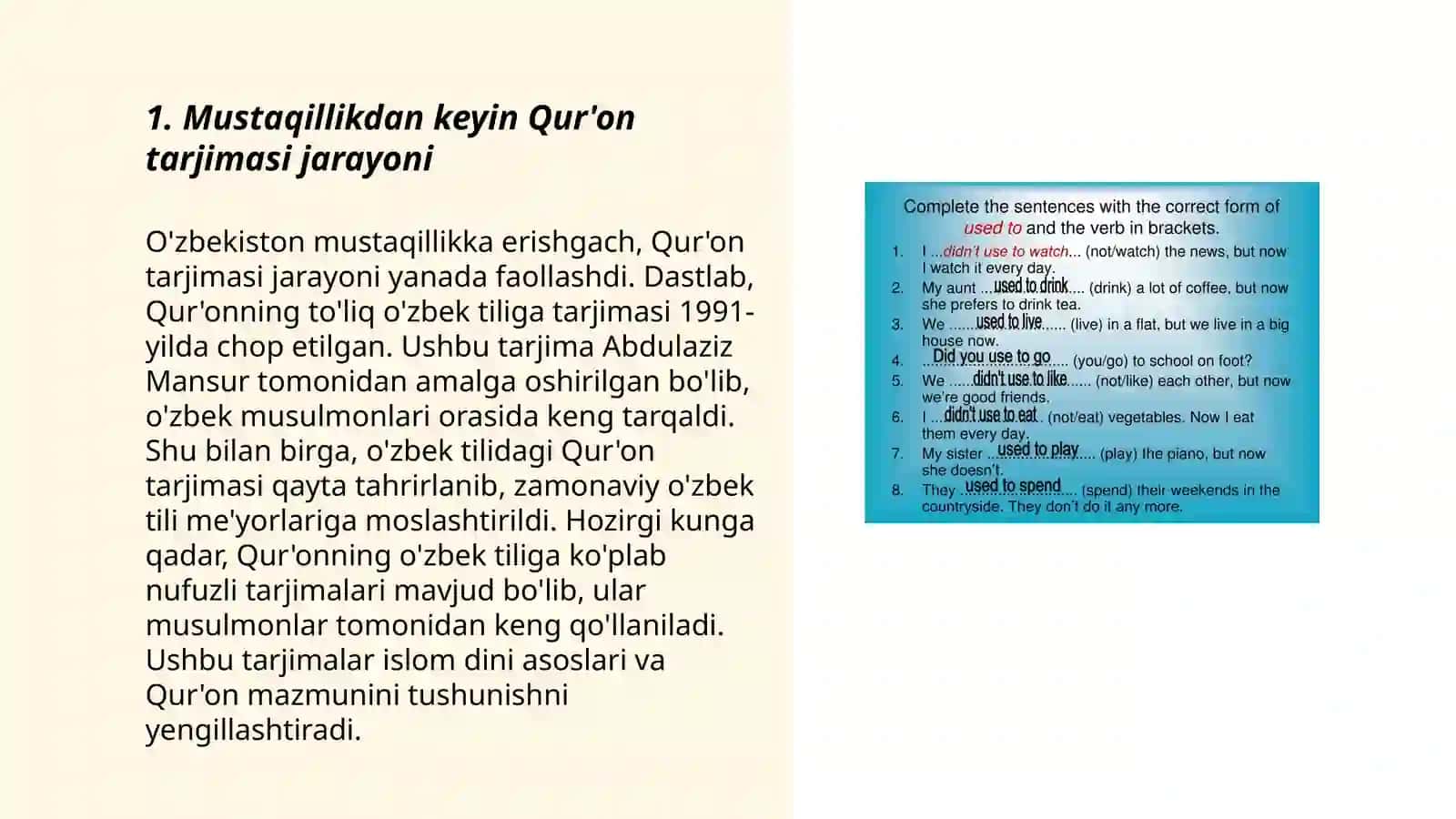 Mustaqillik yillarida Qur'onning o'zbek tiliga tarjima qilinishi va tafsirlari haqida ma'lumot 3
