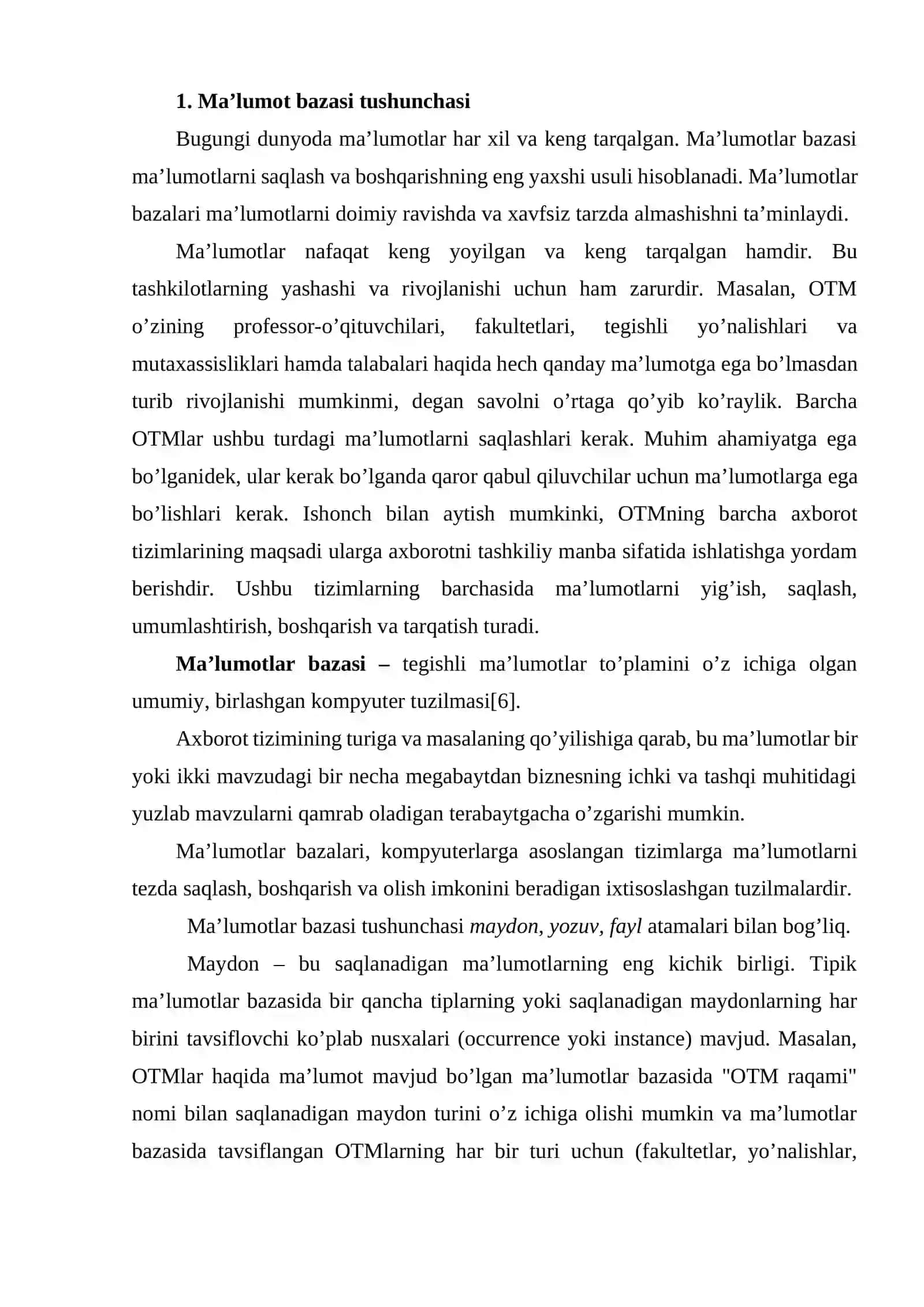 MA’LUMOTLAR BAZASI TEXNOLOGOYALARI FANIDAN KUTUBXONA ma’lumotlar bazasini loyihalash 3