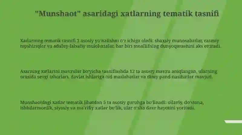 "Munshaot" asaridagi maktublar tasnifi 3