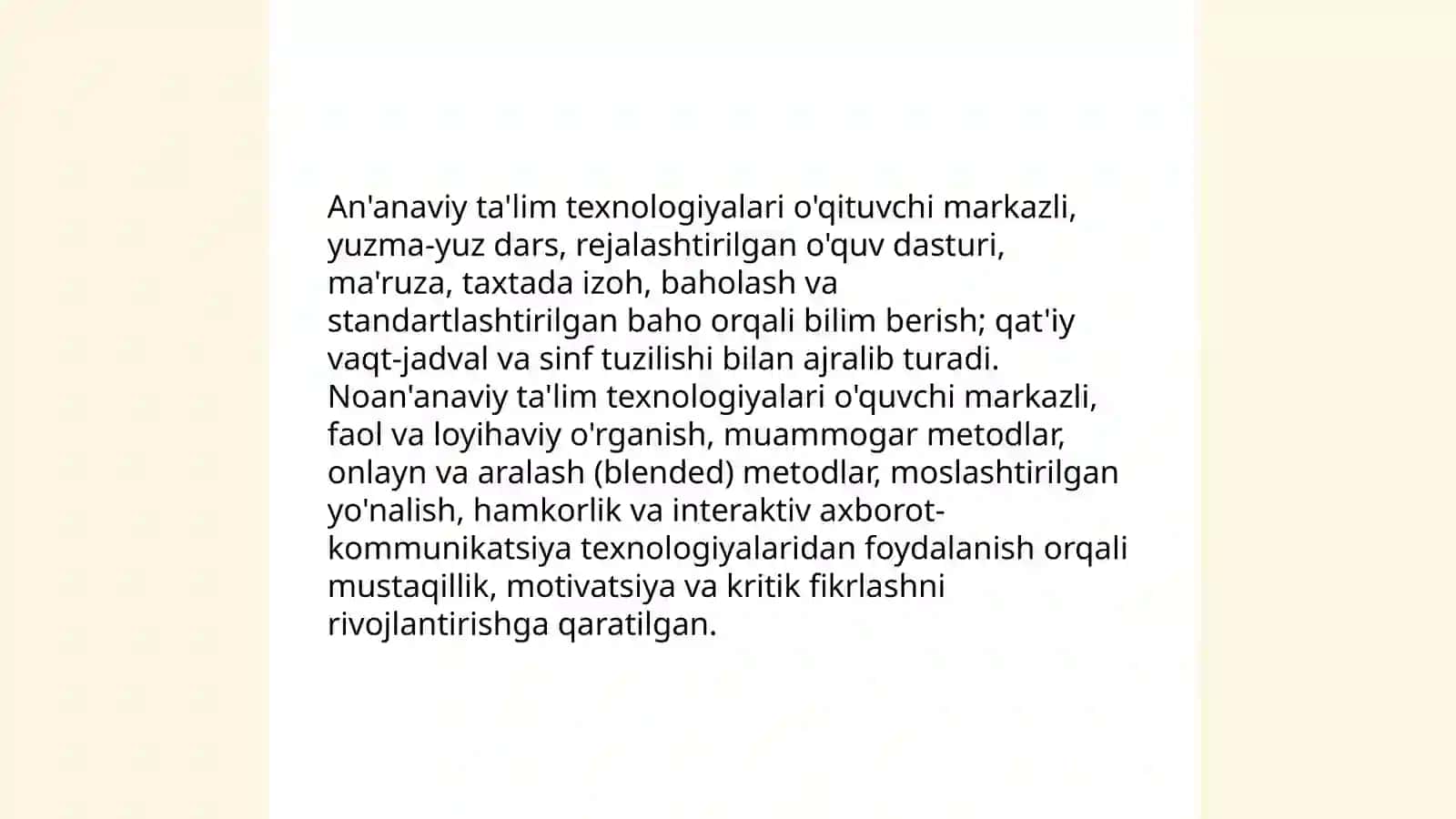 An'anaviy va noan'anaviy ta'lim texnologiyalari 3