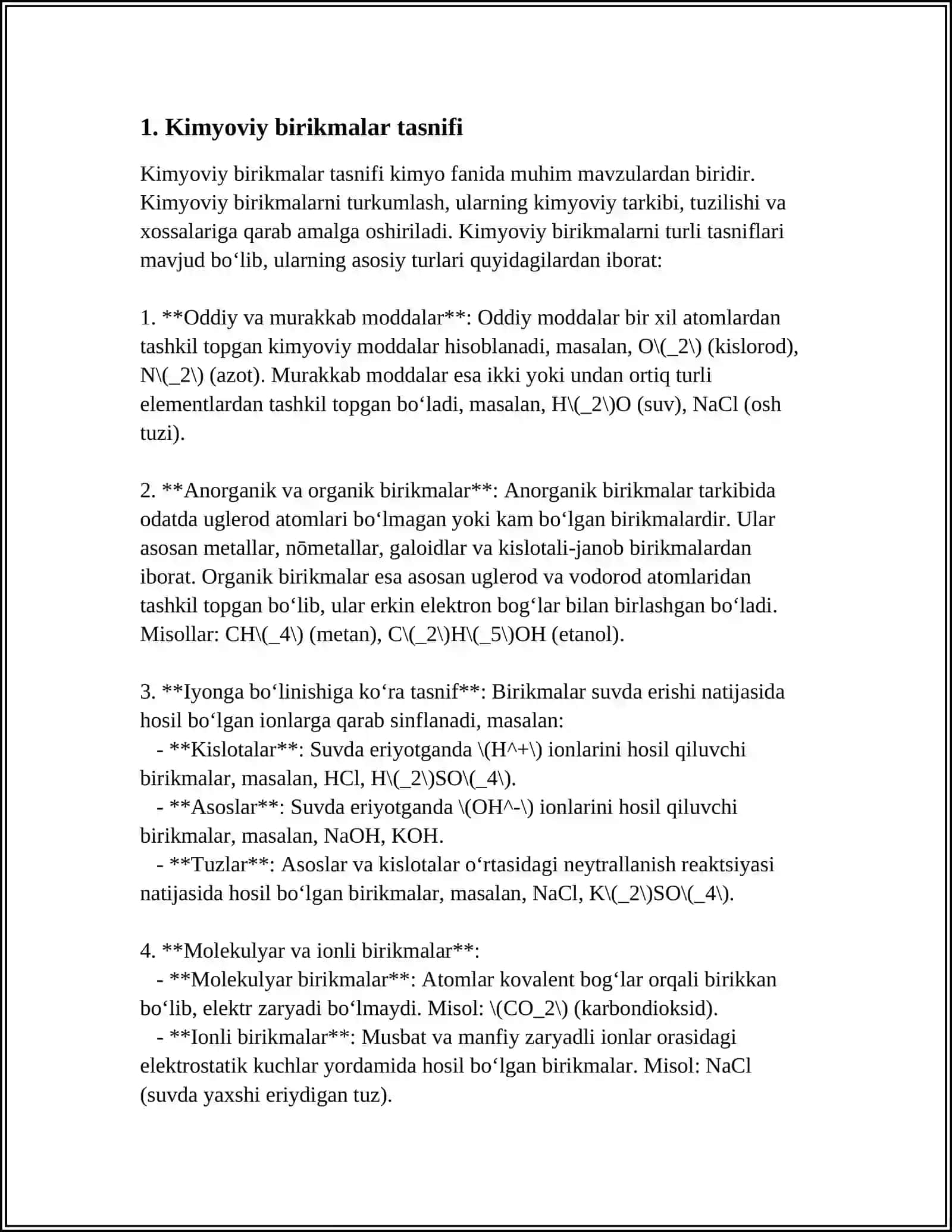 Kimyoviy Birikmalar Tasnifi 3