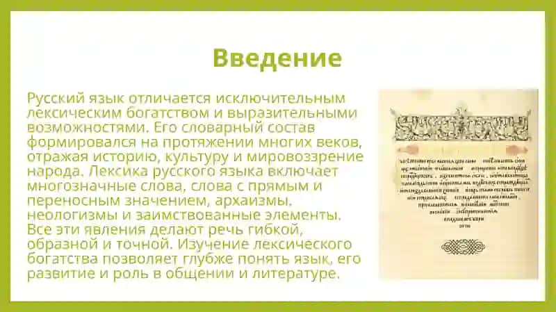 Лексическое богатство русского языка (многозначные слова, прямое и переносное значение слов, архаизмы, неологизмы, заимствованные слова) 3