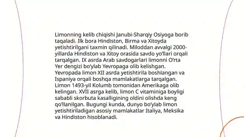 SITRUS O‘SIMLIKLARINING KENG TARQALGAN MADANIY TURLARI – LIMON, MANDARIN APELSIN, GREYPFRUT NAVLARI 3