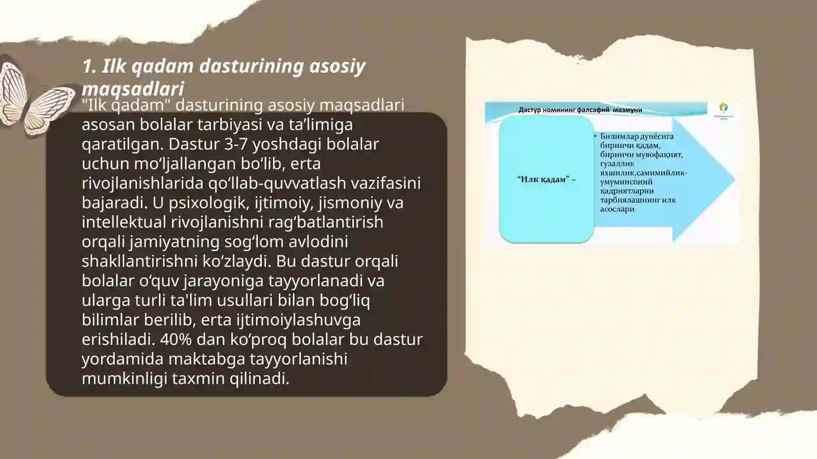 Ilk qadam dasturining asosiy maqsadlari 3