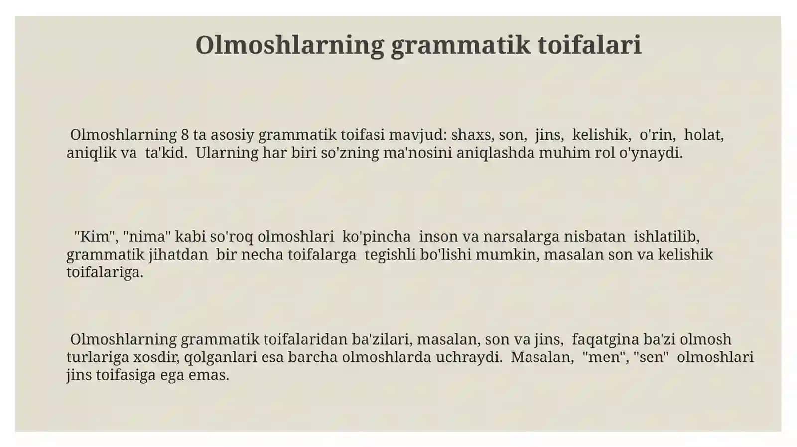 Olmoshlarning grammatik toifalari 3