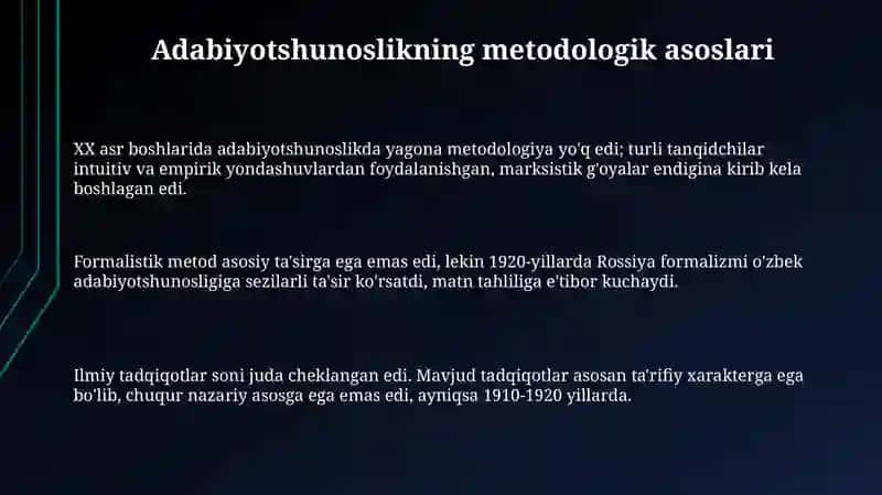 XX asr boshidagi oʻzbek adabiy tanqidi 3