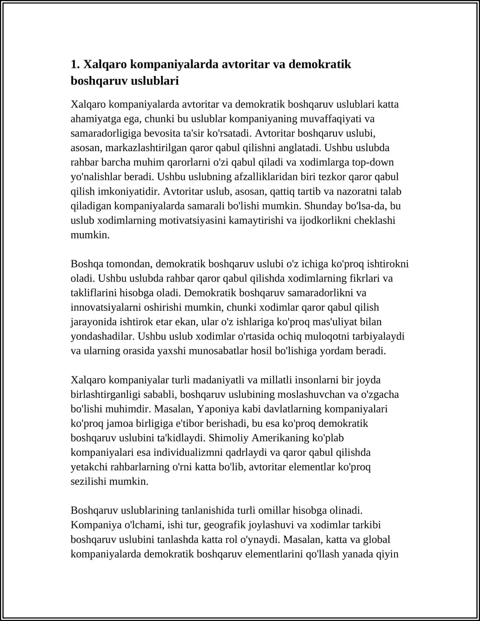 XALQARO KOMPANIYALARDA BOSHQARUV USLUBLARI 3