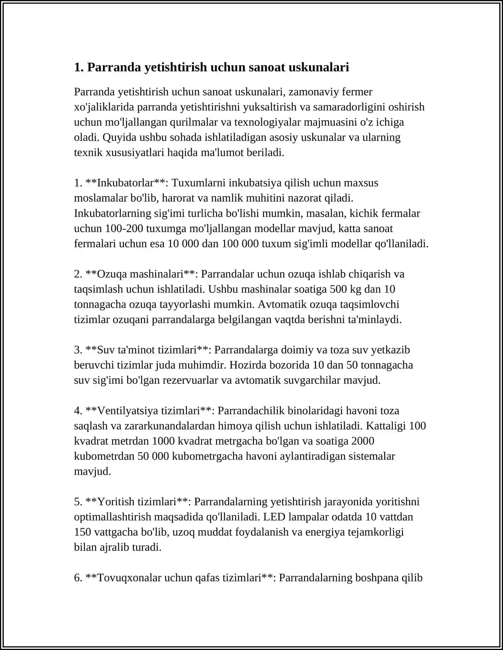 SANOAT ASOSIDA PARRANDA GO'SHTI VA TUXUM YETISHTIRISH TEXNOLOGIYASI 3