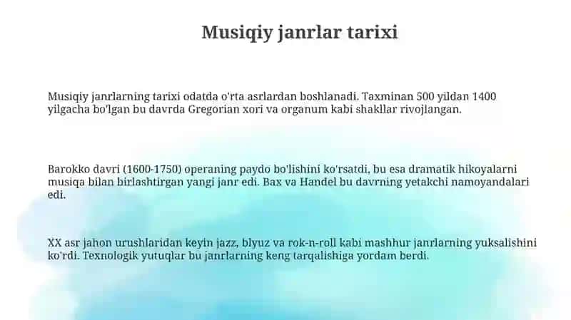 Musiqiy janrlar tarixi 3