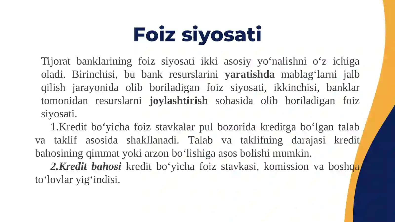 KREDIT FOIZ STAVKASI VA UNGA TA’SIRQILUVCHI OMILLAR 3