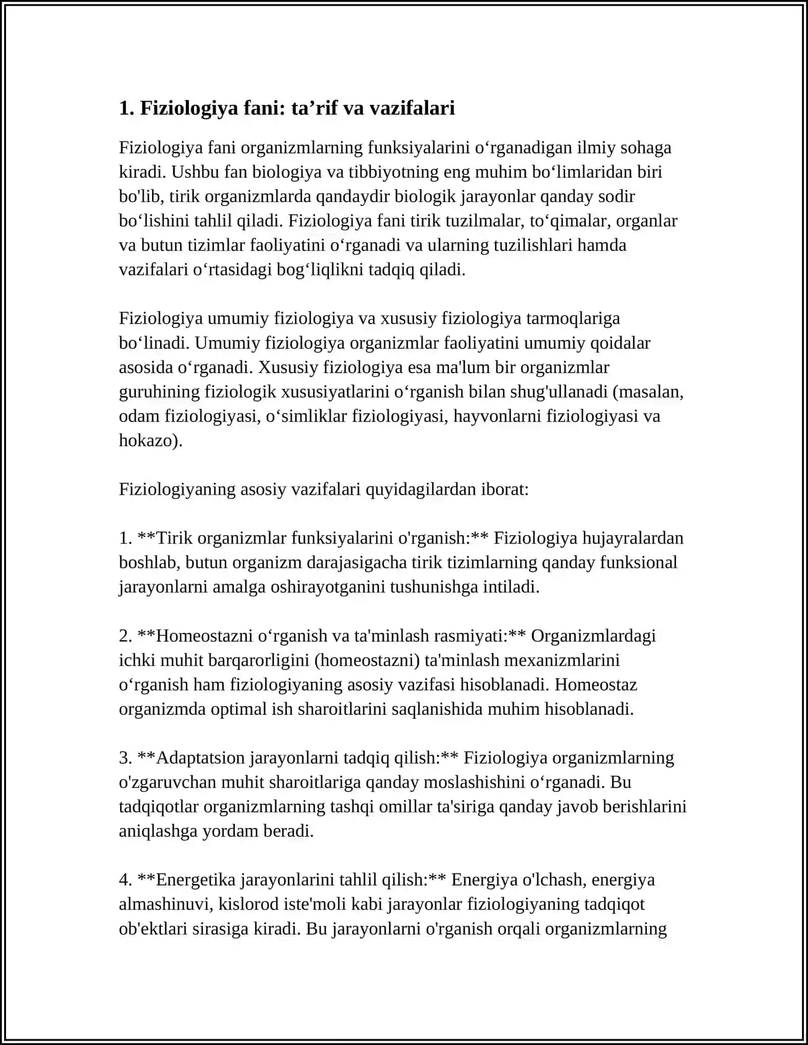 FIZIOLOGIYA FANI, RIVOJLANISHI, TIBBIYOTDA AXAMIYATI. FIZIOLOGIK TEKSHIRUV USULLARI 3