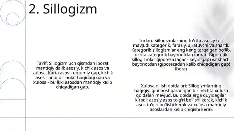 Qat'Iymas Mantiq Xulosa Qoidalari 3