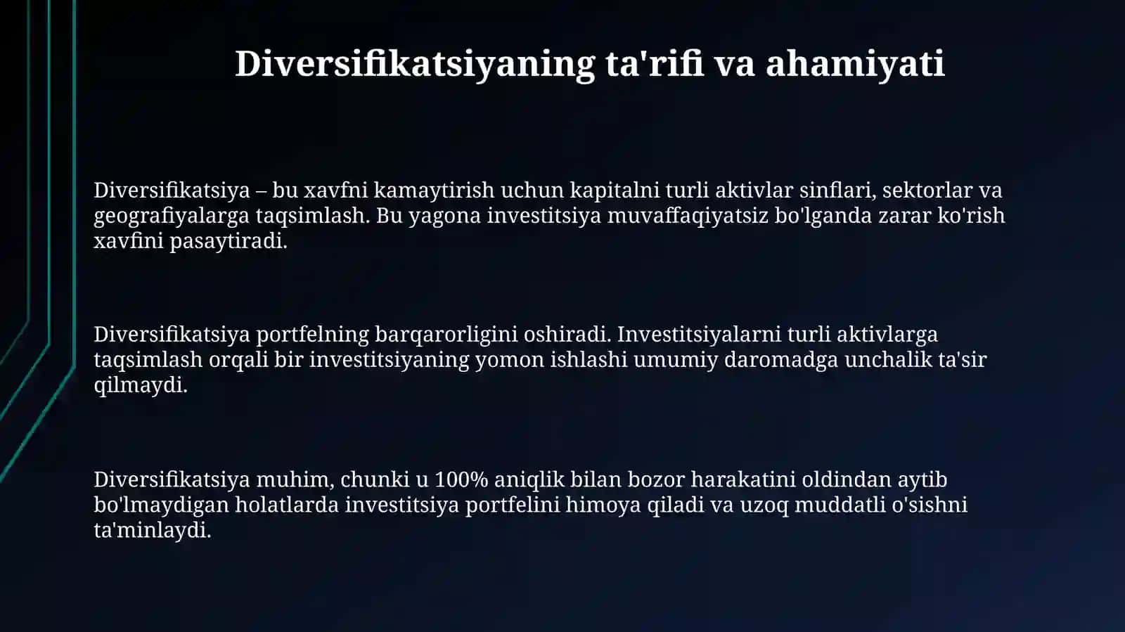 Investitsion portfelni diversifikatsiya qilish orqali riskni kamaytirish 3