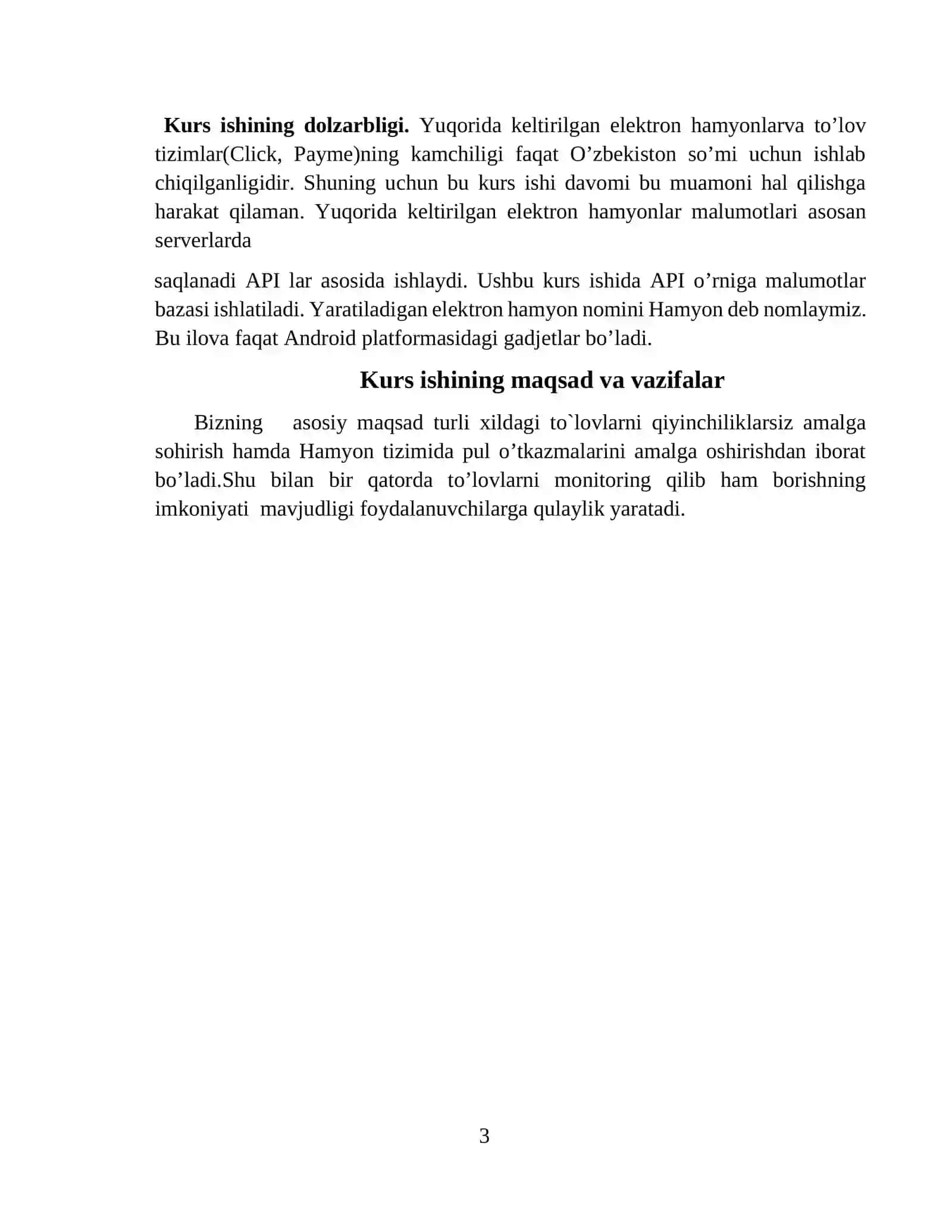 Hamyon hisobot ” mobil ilovasini ishlab chiqish  loyihasi 3