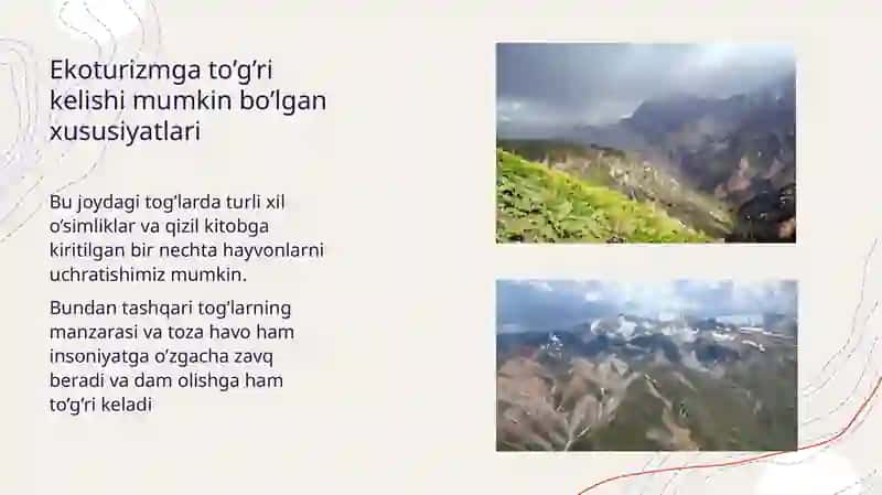 Yangi turizm obyektidan barqaror foydalanish konsepsiyasini ishlab chiqish bo'yicha 3
